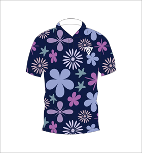 เสื้อโปโลผู้ชายสีน้ำเงินกรมท่าพิมพ์ลายดอกไม้แขนสั้นลำลองสำหรับฤดูร้อนเสื้อยืดกอล์ฟ - Product Image 4