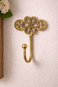 Gold Finish Decorative Coat Hook With Mother Of Pearl Flower Design Luxury Wall Mount Single Hook For <b>Clothing</b> Towel <b>Hanger</b> Hook - Product Image 6