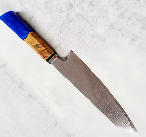 Couteau de chef LEGACY BLADES en acier Damas forgé à la main, 8-9,9 pouces, ambidextre, style moderne, manche en résine bleue, logo personnalisé OEM - Product Image 5