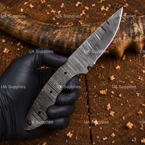มีดทำมือ UA Supplies Full Tang Damascus Steel สำหรับล่าสัตว์และตั้งแคมป์ ใบมีดทรง Drop Point ความหนา 0.6 มม. รับผลิตแบบ OEM/ODM ปรับแต่งได้ - Product Image 2