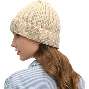 Bonnet d'hiver pour femme 100 % laine, sport, décontracté, extérieur, avec logo personnalisé, épais, doux, tricoté extensible, idéal pour les voyages par temps froid - Product Image 2