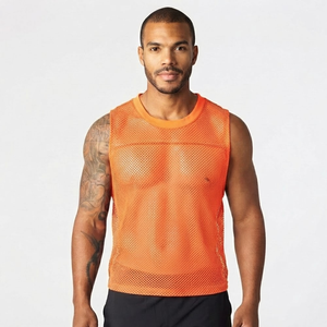Factory Price Breathable Plain Dyed <b>Men</b> Sports Mesh Sleeveless Mesh <b>Singlets</b> <b>for</b> <b>Men</b> Transparent Vest <b>for</b> Sale - Product Image 4