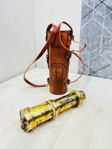 กล้องโทรทรรศน์ทองเหลืองลายโจรสลัดธีมเทวดา โดแลน ลอนดอน 1920 พร้อมซองหนัง โดย OLD WORLD TREASURE HANDICRAFTS - Product Image 2