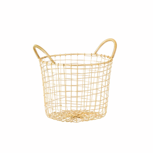 Panier de rangement en fil métallique moderne avec poignée en bois, style nordique, usage polyvalent, forme ronde, couleur bleu clair, pour la maison et l'hôtel - Product Image 6