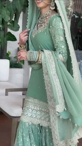 Pakistani Fashion Winter Muslim <b>Women</b> Wear Heavy Net Weaving Faux Fur Three Piece Salwar <b>Suit</b> Dupatta Set - Product Image 3