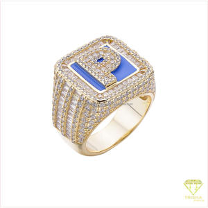 Bague Alphabet Personnalisée en Argent 925 avec Diamant de Laboratoire et Finition Dorée pour Revendeurs en Gros - Product Image 4