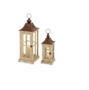 Lanternes décoratives d'extérieur au design attrayant, lanternes suspendues et au sol, lanternes à bougies en bois naturel pour la décoration de la maison - Product Image 5