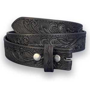 Cinturón de herramientas de cuero occidental con relieve floral tallado a mano para hombres de alta calidad con botón a presión para cambio de hebilla - Product Image 2