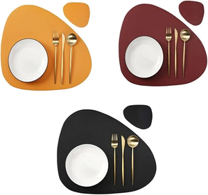 Leather <b>Placemats</b> Premium Mats & Pads Leather <b>Placemats</b> <b>Rectangle</b> Modern Design Non-Slip Table Mats Brown and Black - Product Image 3