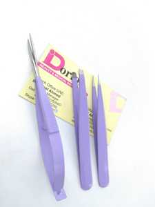 Pince à épiler sourcils de haute qualité avec logo personnalisé, couleur violette, pointe inclinée, avec ciseaux à ressort en acier inoxydable, outils pour sourcils - Product Image 3