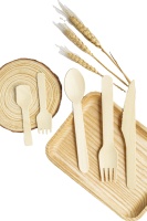 Haute Qualité En Bois Naturel Jetable Cuillère Couteau Fourchette Serviette Ensemble pour Camping et Hôtel Fournitures Table À Manger Ensemble du Vietnam