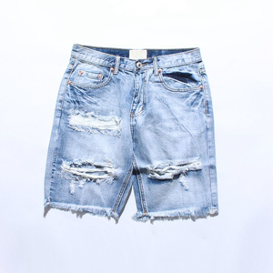 Shorts de Mezclilla Desgastados para Hombre, Cintura Media, Estilo Casual de Verano, Tela de Algodón Azul - Product Image 6