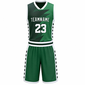 Offre Spéciale – Ensemble Maillot et Short de Basketball Vert Unisexe – Impression par Sublimation Nom d'Équipe 23 – Tenue de Sport Respirante en Polyester Personnalisable - Product Image 2