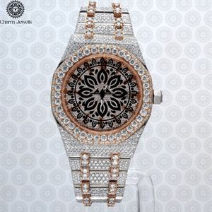 Charm_Jewells Montre ronde de luxe en acier inoxydable incrustée de diamants, analogique à quartz, mode féminine, 36 mm - Product Image 2