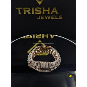 Bracelet cubain en diamant Moissanite VVS, argent sterling 925, entièrement serti de pierres, bijoux de luxe pour homme, style hip-hop, par Trisha Jewels - Product Image 5