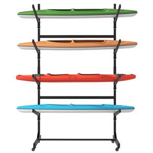 Soporte de Almacenamiento para Kayak Resistente de 80 H, Soporte Ajustable con Ruedas Bloqueables, Soporte para Canoa y SUP, Capacidad para 4 Kayaks - Product Image 2