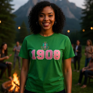Camiseta AKA 1908 Crest, color verde Kelly, algodón premium, cuello redondo, manga corta, ropa de hermandad griega, camiseta con logotipo bordado personalizado - Product Image 6