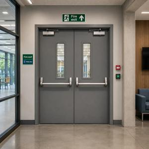 Puerta de Acero Contra Incendios de Calidad Premium con Sello Antihumo para Proyectos Comerciales, Industriales y de Edificios Públicos Disponible para la Venta - Product Image 1
