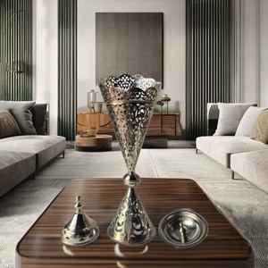 Juego de quemador de incienso Bakhoor de lujo con bandeja, quemador de incienso árabe Oud, decoración islámica para el hogar, regalo de Ramadán y Eid, soporte para incienso - Product Image 3