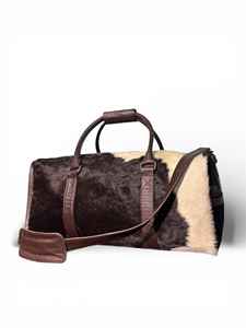 Sac de voyage de luxe en cuir de vachette à poils, grand sac de week-end vintage avec fermeture éclair LHODB-0121 - Product Image 4