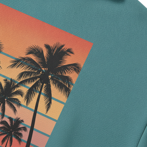 High Quality Hoodie Palm Tree Print <b>Pullover</b> Thick Fleece Oversize Loose Custom Eco-friendly Organic Cotton Hoodie - Product Image 2