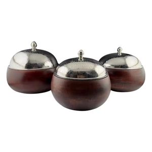Luxury 4 Piece Serving Bowl Set with Lid Gold <b>Knob</b> <b>Copper</b> Finish Dry Fruit Candy Containers Wedding Gift - Product Image 2