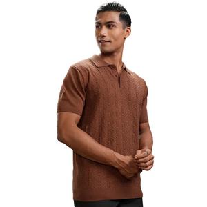 2026 hombres medio botón verano Color sólido tejido para Polo logotipo personalizado Slim Fit media manga Golf pulóver suéter hecho Terry - Product Image 2