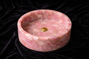 Luxury Pink Agate Stone Vessel Sink Natural Semi Precious Stone Bathroom <b>Basin</b> Handmade Pink Stone Countertop Sink Interior Deco - Product Image 4