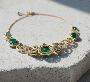 Collar con Colgante Verde Hidro de 16 Pulgadas con Formas Múltiples, con Circonita Cúbica, Plata de Ley 925, Chapado en Oro de 18K, 45g, Joyería Fina - Product Image 5