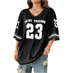 Camisetas Extra Grandes para Mujer, Directo de Fábrica, Transpirables, de Jersey, Ropa Deportiva Informal, Estilo Urbano, con Logotipo, Tops de Moda para Chicas - Product Image 1
