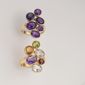 Amethyst Multi Stone Classic <b>Statement</b> <b>Ring</b> Brass Handmade Designer Purple Gemstone <b>Ring</b> for Women Shopping Gift - Product Image 2