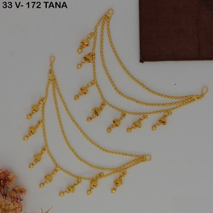 Chaîne d'oreille en perles tendance pour femme, style punk, plaqué or Tana, longue chaîne, vente en gros - Product Image 1