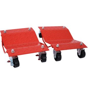 Chariot de manutention robuste à 4 roues, capacité 6000 lbs, avec piquets rouges, pour déplacement de voitures et chariots de manutention - Product Image 2