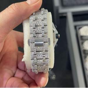 Hip Hop Jewelry <b>Watch</b> Round Cut Vvs Lab Grown Moissanite Diamond <b>Watch</b> Rubber Strap Handmade <b>Mechanical</b> <b>Watch</b> - Product Image 2