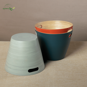 Spun Bamboo Trash <b>Bin</b> Eco Friendly Handcrafted Bamboo <b>Waste</b> Basket for Home Hotel Bathroom Use - Product Image 5