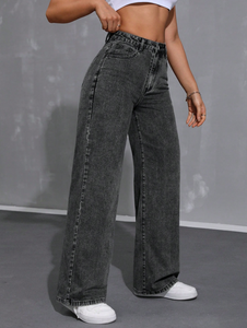 Pantalones Vaqueros de Diseño Único, Estilo Retro Americano, Holgados, de Pierna Recta, para Mujer - Product Image 3