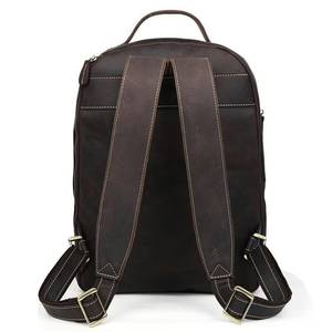 Oversized Waterproof Leather <b>Backpack</b> Anti-Theft Vintage Laptop Rucksack Genuine Leather Rucksack LBP-0376 - Product Image 4
