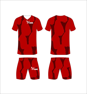 Conjunto de camiseta y pantalones cortos de fútbol de camuflaje rojo para hombre, cuello redondo, manga corta, secado rápido, cintura elástica, ajuste regular, para todas las estaciones - Product Image 2