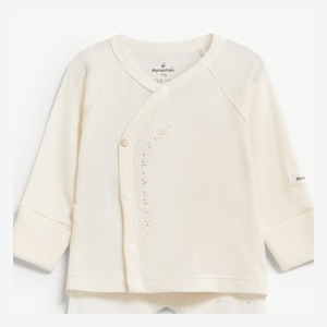 Ensemble 2 pièces unisexe pour bébé en Lyocell Spandex côtelé à manches longues avec boutons-pression, barboteuse à pieds pour nouveau-né, ODM Vietnam - Product Image 3