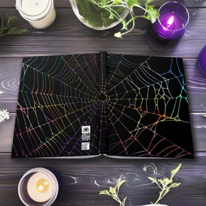 Diario de tapa dura con diseño de telaraña Web of Colors, cuaderno gótico negro, diario con papel rayado, regalo único de papelería con diseño de telaraña - Product Image 5