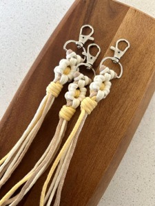 Artistic Large Flower Knot Macrame Keychain Decorative Object Suitable For Backpack And Handbag Decoration From India - Product Image 5