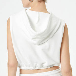 Sweat-shirt à capuche sans manches zippé pour femme, coupe ample décontractée, tricoté, effet délavé, avec cordon de serrage, léger, pour l'hiver, taille XS - Product Image 2