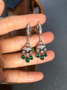 14K Gold 0.74 Ct Lab Grown Diamond 4 Stone Dangle Stud Earrings 3 Prong Setting <b>Gift</b> Party Elegant Jewelry for Women - Product Image 3