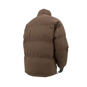 Chaqueta de plumón para hombre, color marrón sólido, con cuello alto, gruesa, a prueba de viento, con cremallera, para invierno. - Product Image 5