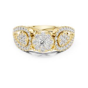 Anillo de Uso Diario de Oro Amarillo de 14K con Diamante Cultivado en Laboratorio para Mujer |   Diamante Cultivado Nuevo - Product Image 1