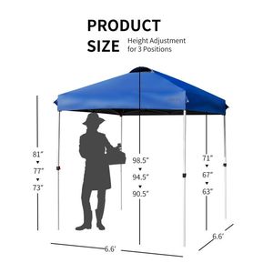 Tente de camping pliable d'extérieur 6,6 x 6,6 pieds avec sac de transport, abri portable facile à utiliser pour les activités de plein air - Product Image 5