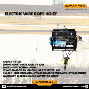 Inovic 3 Ton <b>Wire</b> Rope Hoist 6m Lift Metal Construction Remote <b>Control</b> IP55 Protection 3-Year Warranty Industrial EOT Crane - Product Image 2