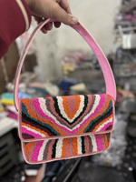 Tas Selempang Bordir Bohemian Modern India Buatan Tangan dengan Manik-Manik, Ringan, Kapasitas Besar, Tas Wanita untuk Acara Malam