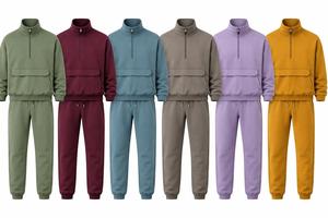 OEM Custom <b>Men's</b> Half Zip Hooded Windbreaker Set Lightweight Minimalist Business Casual Two Piece Streetwear <b>Men</b> Tracksuit Set - Product Image 6