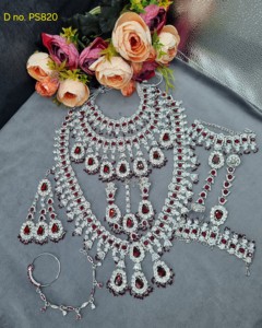 Conjunto de Joyería de Circonia Cúbica para Novia de Diseño, Collar Largo, Pendientes, Anillo Nasal Hathphool, Set Nupcial Completo, Proveedor - Product Image 5